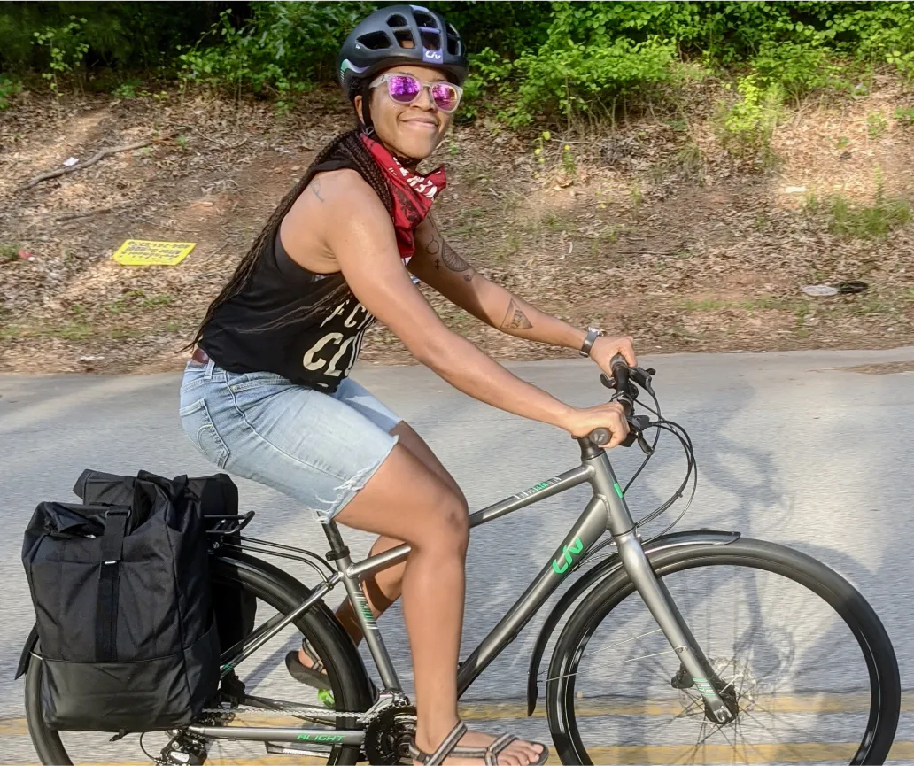 Image of an excited Cycling On Me gift card recipient. Their thank you note is below.
